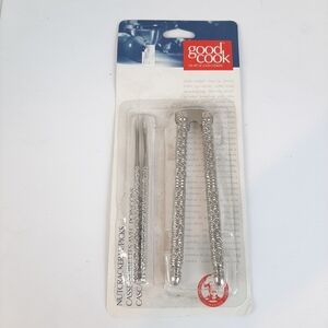 Good Cook Silver Textured Metal Nut Cracker and Two Picks